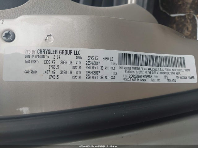 Продаж на аукціоні авто 2014 Dodge Grand Caravan American Value Pkg, vin: 2C4RDGBG8ER298650, номер лоту: 45335274
