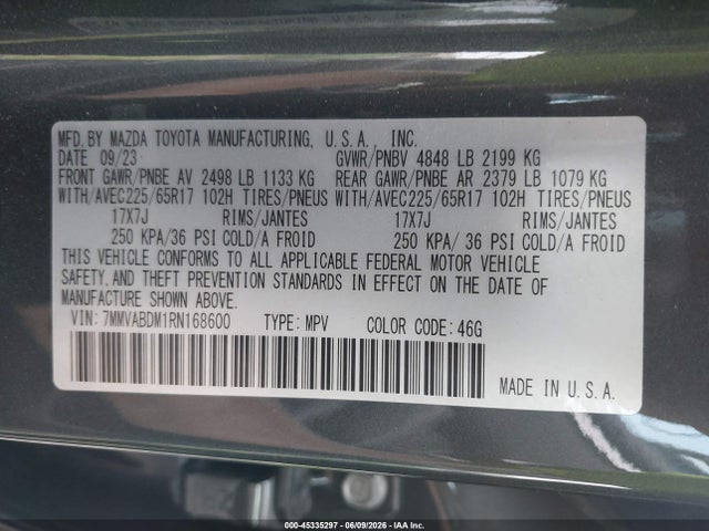 Aukcja sprzedaży 2024 Mazda Cx-50 2.5 S Premium, vin: 7MMVABDM1RN168600, numer aukcji: 45335297