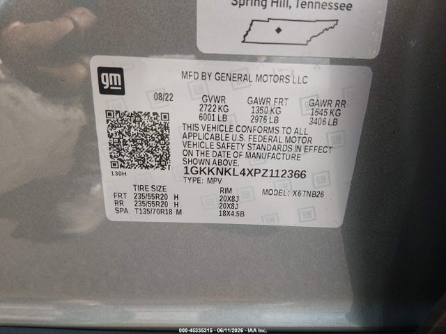1GKKNKL4XPZ112366 GMC Acadia Fwd Sle