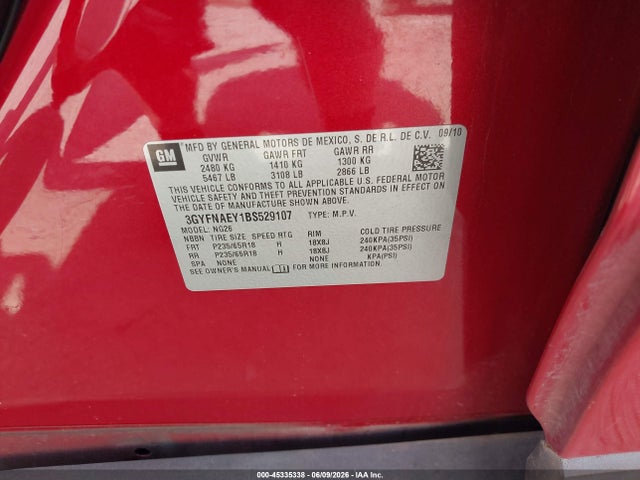 Продажа на аукционе авто 2011 Cadillac Srx Luxury Collection, vin: 3GYFNAEY1BS529107, номер лота: 45335338