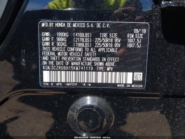 3CZRU6H15KM741119 Honda HR-V SPORT