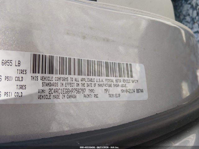 45335406 :رقم المزاد ، 2C4RC1EG6HR756797 vin ، 2017 Chrysler Pacifica Touring-l Plus مزاد بيع