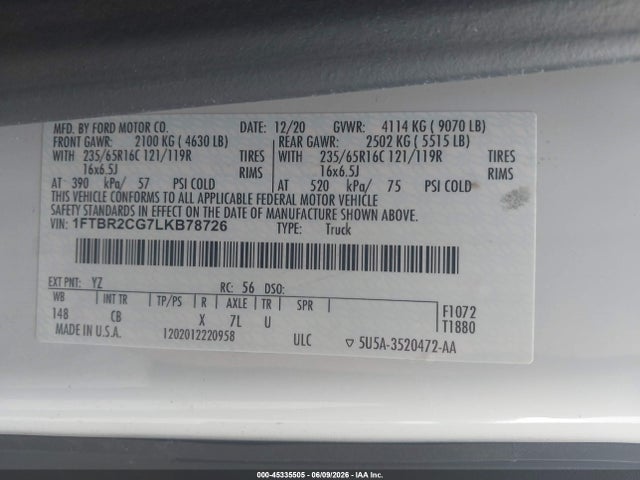 Ford Transit-250 2020 1FTBR2CG7LKB78726 Image 9