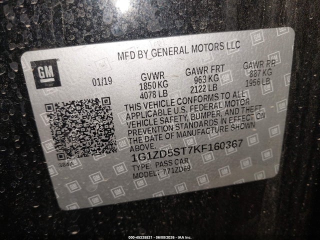Chevrolet MALIBU LT 2019 1G1ZD5ST7KF160367 Image 9