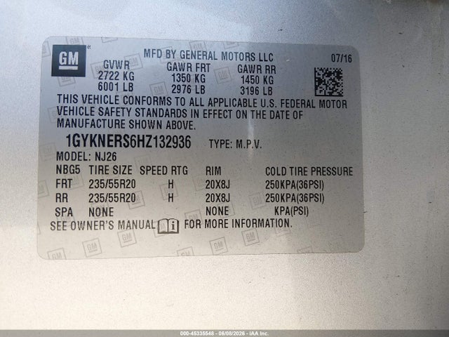 Продаж на аукціоні авто 2017 Cadillac Xt5 Premium Luxury, vin: 1GYKNERS6HZ132936, номер лоту: 45335548