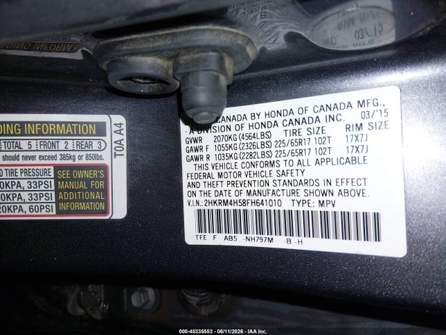 Honda CR-V EX 2015 2HKRM4H58FH641010 Image 9