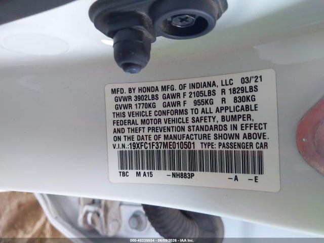 Honda CIVIC EX 2021 19XFC1F37ME010501 Image 9
