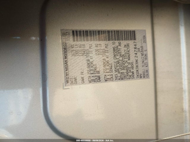 5N1DR3BC6NC247847 Nissan Pathfinder Sv 4wd