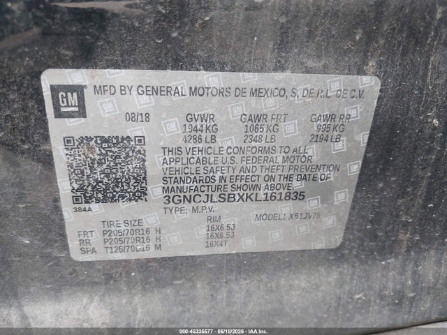 Chevrolet Trax Lt 2019 3GNCJLSBXKL161835 Image 9