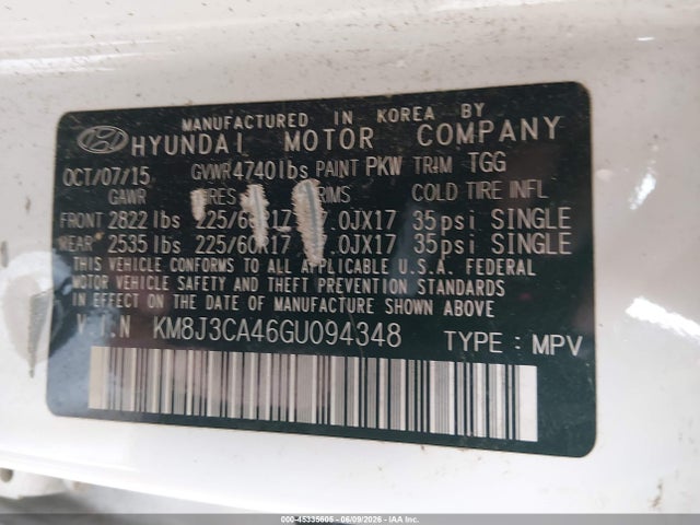 Hyundai TUCSON SE 2016 KM8J3CA46GU094348 Image 9
