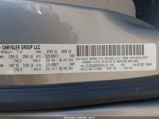 2C4RDGBG9ER474119 Dodge Grand Caravan American Value Pkg