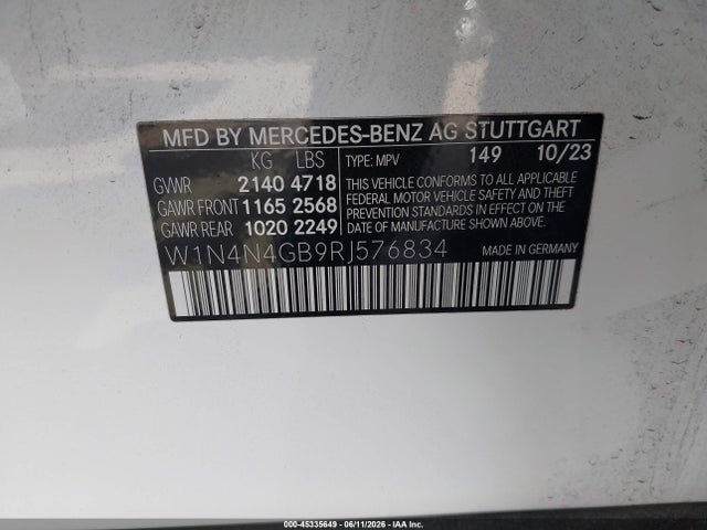 Продажа на аукционе авто 2024 Mercedes-benz Gla 250, vin: W1N4N4GB9RJ576834, номер лота: 45335649