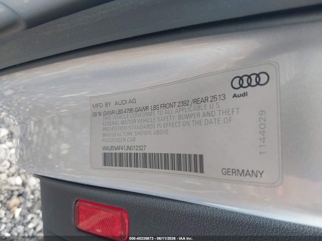 45335673 :رقم المزاد ، WAUENAF41JN012327 vin ، 2018 Audi A4 2.0t Premium/2.0t Tech Premium مزاد بيع