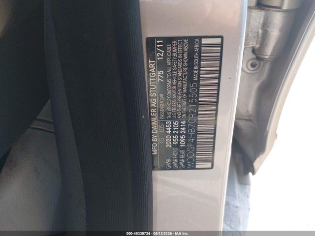 Продаж на аукціоні авто 2012 Mercedes-benz C 250 Sport, vin: WDDGF4HB7CR215505, номер лоту: 45335734