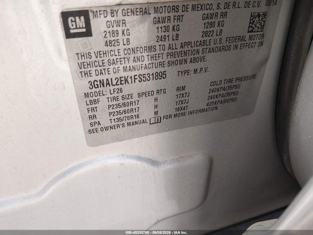 3GNAL2EK1FS531895 Chevrolet Captiva Sport 2ls