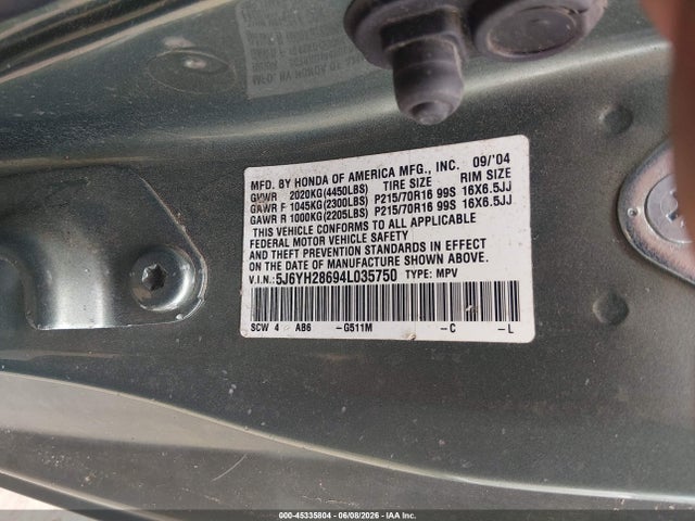 Aukcja sprzedaży 2004 Honda Element Ex, vin: 5J6YH28694L035750, numer aukcji: 45335804