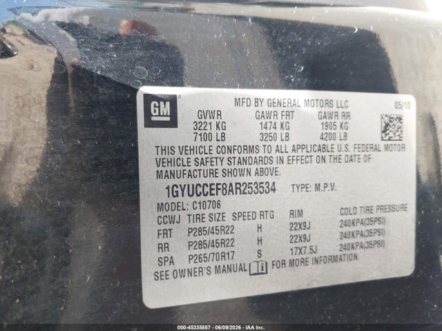 Продаж на аукціоні авто 2010 Cadillac Escalade Premium, vin: 1GYUCCEF8AR253534, номер лоту: 45335857