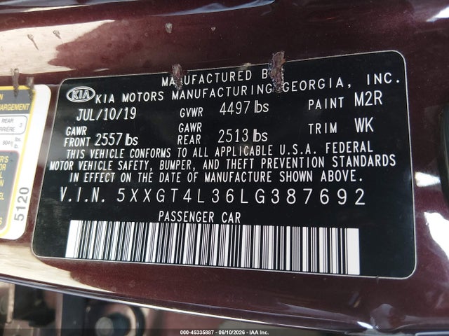 KIA Optima Lx 2020 5XXGT4L36LG387692 Image 9