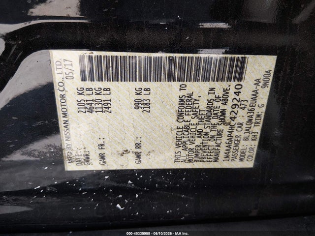 Nissan Maxima 3.5 S 2017 1N4AA6AP4HC429240 Image 9