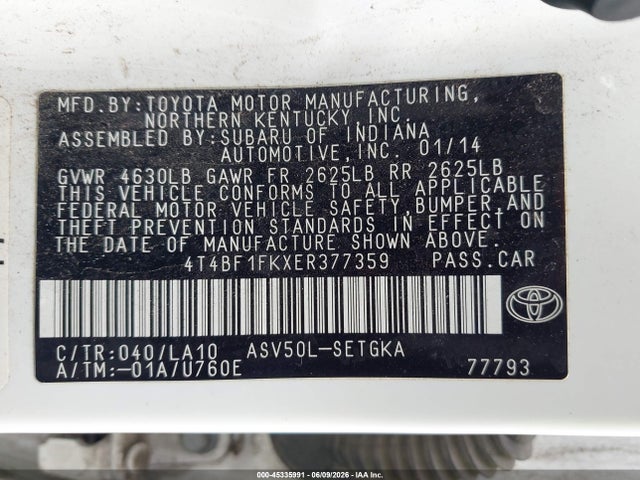 4T4BF1FKXER377359 Toyota CAMRY XLE