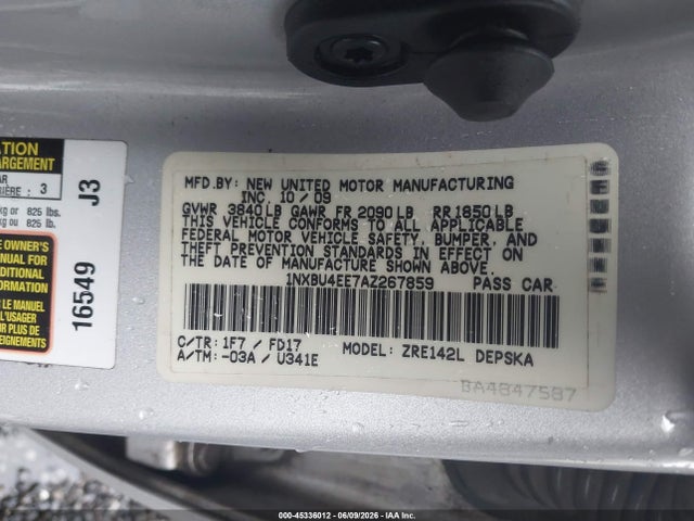 Продаж на аукціоні авто 2010 Toyota Corolla S, vin: 1NXBU4EE7AZ267859, номер лоту: 45336012