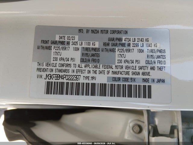 JM3KFBBM4P0222397 Mazda Cx-5 2.5 S Select