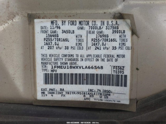 Продажа на аукционе авто 1997 Ford Expedition Eddie Bauer/xlt, vin: 1FMEU18WXVLA66548, номер лота: 45336066