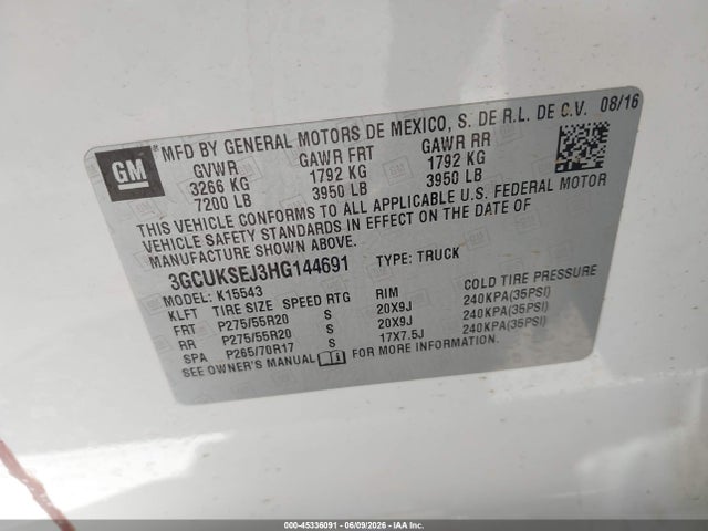 3GCUKSEJ3HG144691 Chevrolet Silverado 1500 1lz