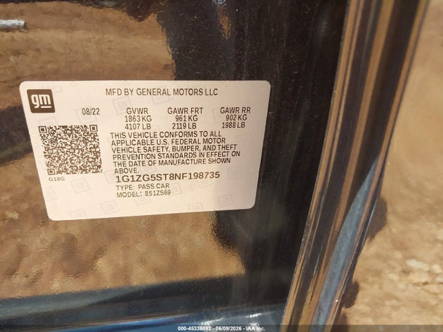 1G1ZG5ST8NF198735 Chevrolet Malibu Fwd Rs