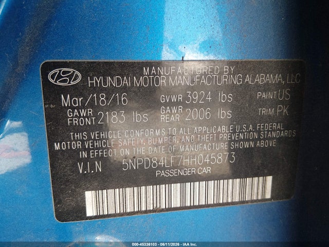 Hyundai ELANTRA SE 2017 5NPD84LF7HH045873 Image 9