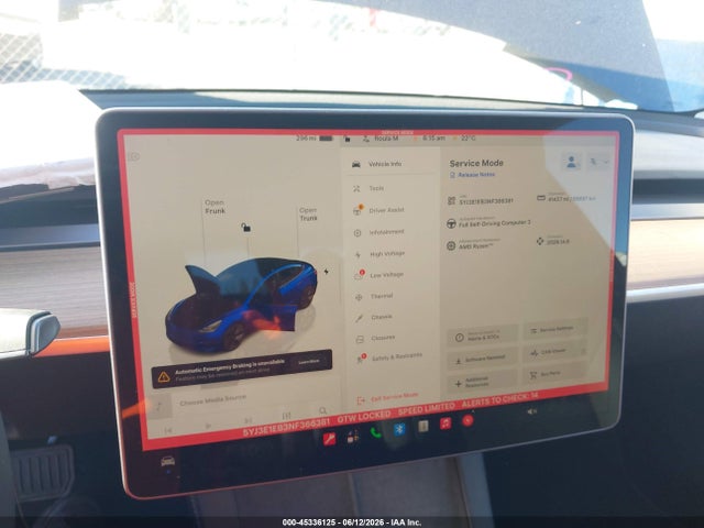 45336125 :رقم المزاد ، 5YJ3E1EB3NF366381 vin ، 2022 Tesla Model 3 Long Range Dual Motor All-wheel Drive مزاد بيع