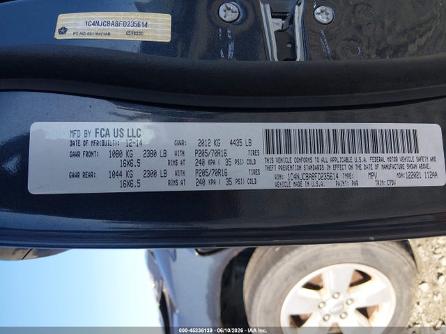 Aukcja sprzedaży 2015 Jeep Compass Sport, vin: 1C4NJCBA8FD235614, numer aukcji: 45336139