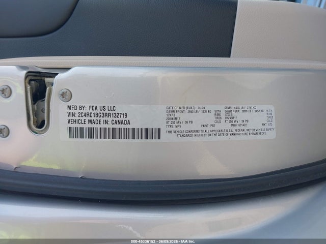 Aukcja sprzedaży 2024 Chrysler Pacifica Touring L, vin: 2C4RC1BG3RR132719, numer aukcji: 45336152