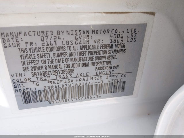 3N1AB8CV9RY385696 Nissan Sentra Sv Xtronic Cvt