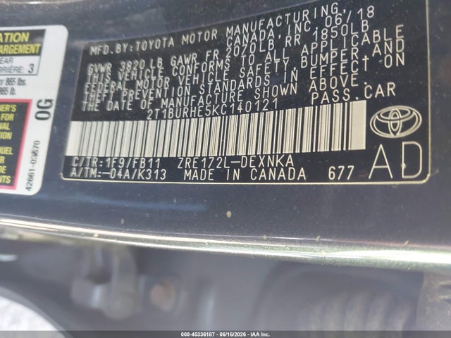 Toyota COROLLA LE 2019 2T1BURHE5KC140121 Image 9