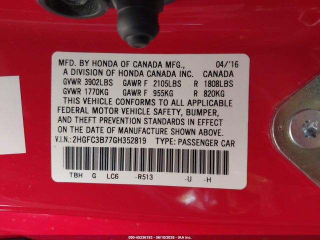 Honda Civic Ex-l 2016 2HGFC3B77GH352819 Image 9