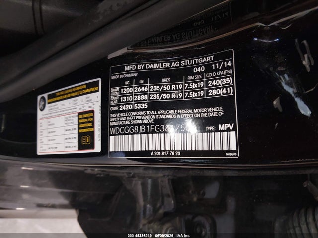 Продаж на аукціоні авто 2015 Mercedes-benz Glk 350 4matic, vin: WDCGG8JB1FG381750, номер лоту: 45336219