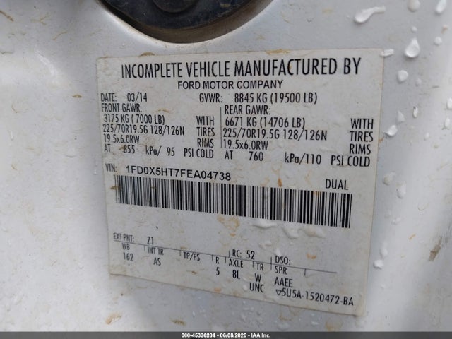 Продажа на аукционе авто 2015 Ford F-550 Chassis Xl, vin: 1FD0X5HT7FEA04738, номер лота: 45336234