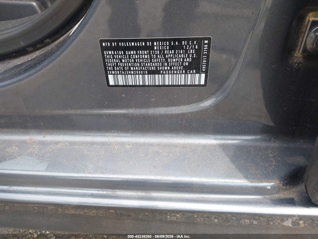 Aukcja sprzedaży 2017 Volkswagen Jetta 1.4t Se, vin: 3VWDB7AJ3HM299016, numer aukcji: 45336260