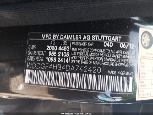 Aukcja sprzedaży 2013 Mercedes-benz C 250 Sport, vin: WDDGF4HB4DA742420, numer aukcji: 45336289