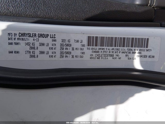Продаж на аукціоні авто 2013 Dodge Durango Citadel, vin: 1C4SDJET2DC678968, номер лоту: 45336308