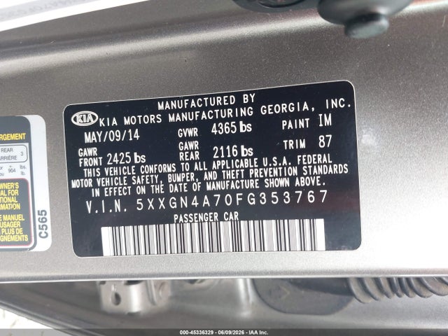 Aukcja sprzedaży 2015 Kia Optima Ex, vin: 5XXGN4A70FG353767, numer aukcji: 45336329