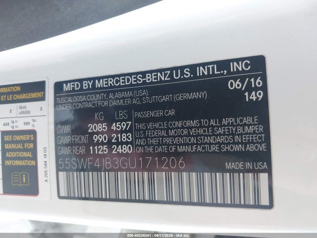55SWF4JB3GU171206 Mercedes-Benz C 300 Luxury