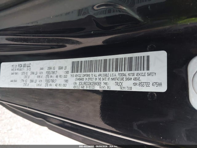 Продаж на аукціоні авто 2019 Ram 1500 Classic Tradesman  4x2 8' Box, vin: 3C6JR6DG3KG584369, номер лоту: 45336350