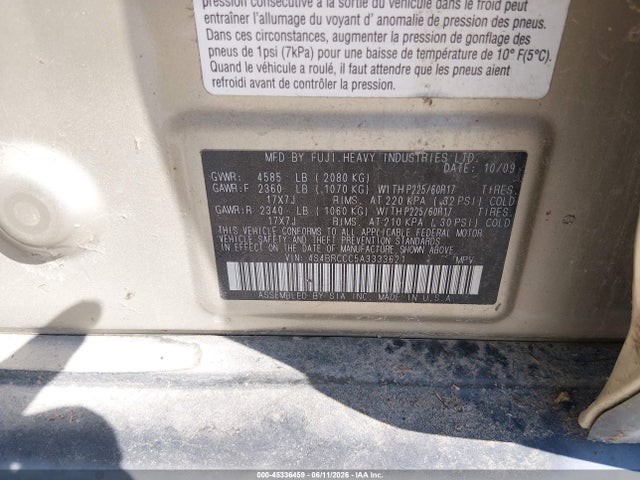 Aukcja sprzedaży 2010 Subaru Outback 2.5i Premium, vin: 4S4BRCCC5A3333621, numer aukcji: 45336459