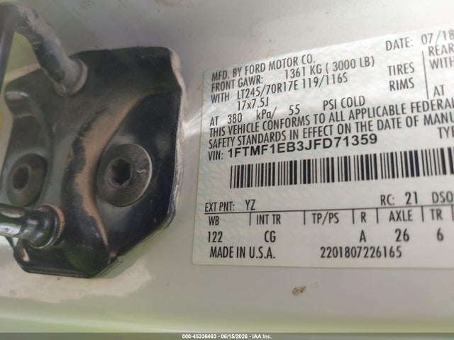 Ford F-150 Xl 2018 1FTMF1EB3JFD71359 Image 9