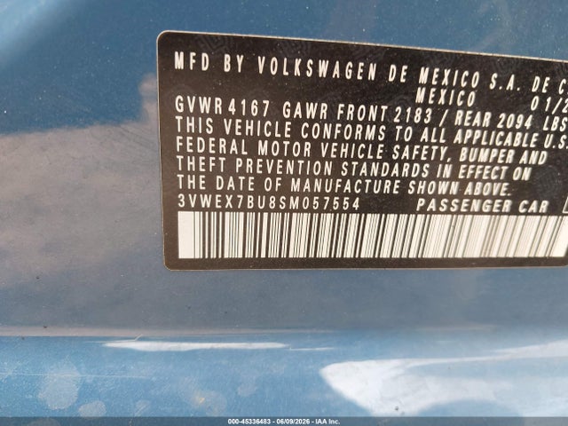 45336483 :رقم المزاد ، 3VWEX7BU8SM057554 vin ، 2025 Volkswagen Jetta 1.5t Se مزاد بيع