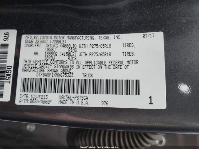 5TFDW5F1XHX675323 Toyota Tundra Sr5 5.7l V8