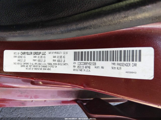 Aukcja sprzedaży 2015 Chrysler 200 S, vin: 1C3CCCBB9FN521528, numer aukcji: 45336516