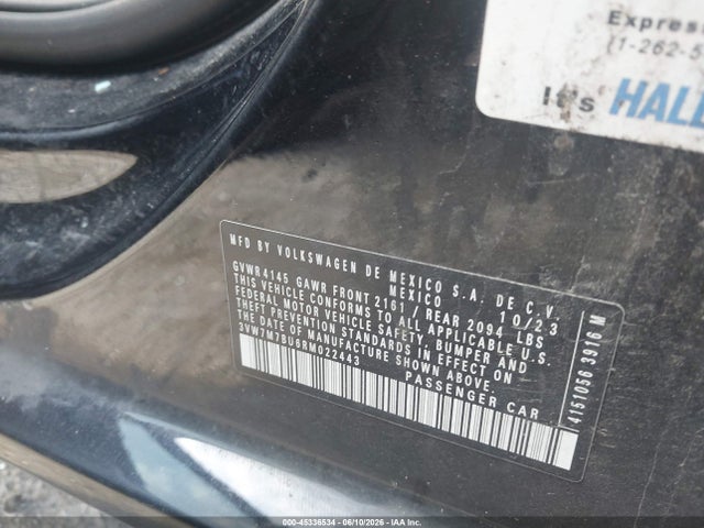 Aukcja sprzedaży 2024 Volkswagen Jetta 1.5t Se, vin: 3VW7M7BU6RM022443, numer aukcji: 45336534